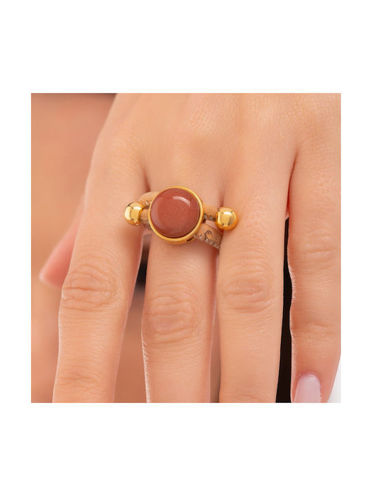 Apoxylo Women's Gold Plated Ring with Stone