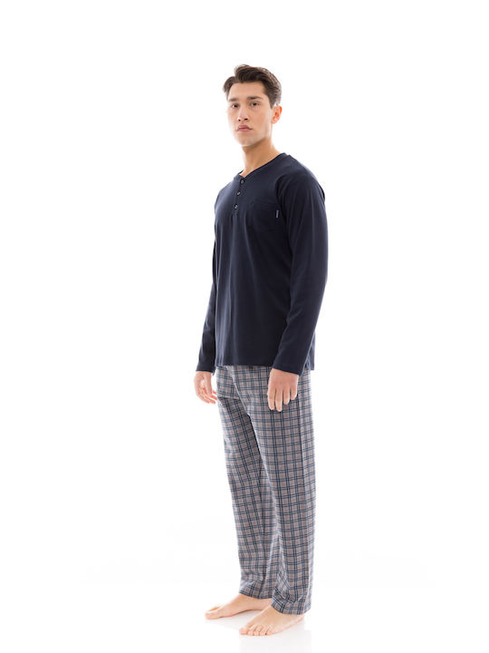 Ulisse Men's Winter Checked Pajama Pants BLUE