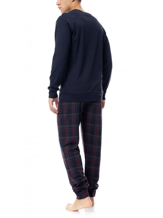 Ulisse Men's Winter Checked Pajama Pants Blue.