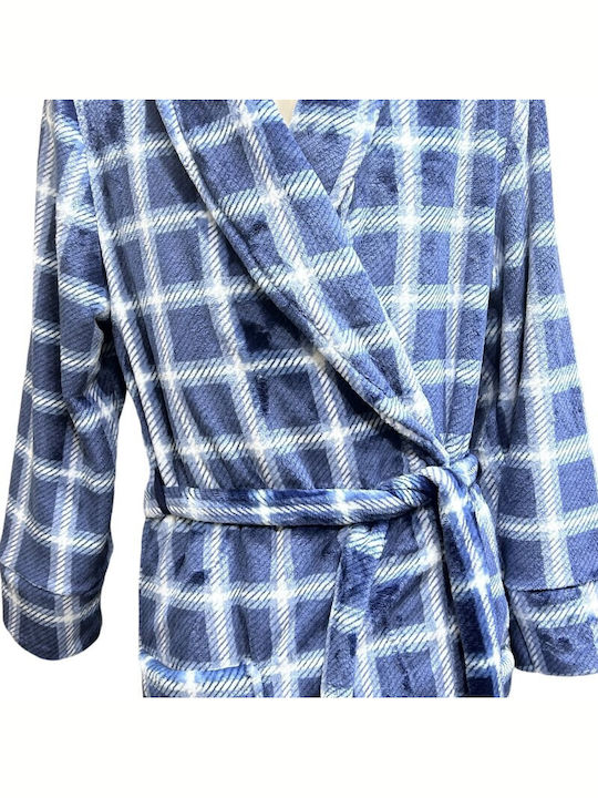 Koyote Χειμερινή Ανδρική Ρόμπα Fleece Μπλε