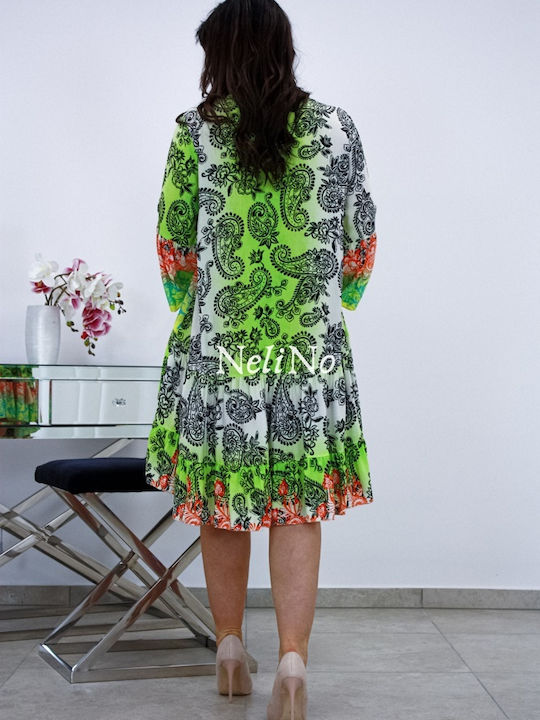 Brak Annette Summer Mini Shirt Dress Dress with Ruffle Green