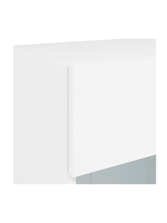 Wall Living Room Display Cabinet made of Particleboard with Glass & Lighting White 40x30x60.5cm