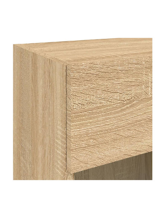 Wall Living Room Display Cabinet made of Particleboard with Glass & Lighting Sonoma Oak 40x30x60.5cm