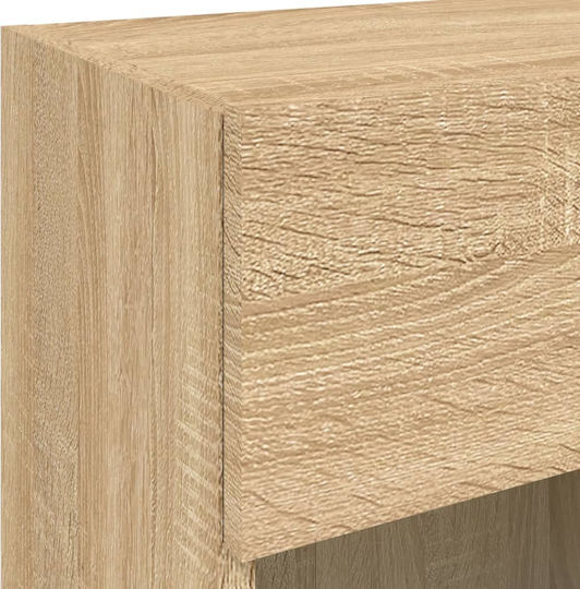 Wall Living Room Display Cabinet made of Particleboard with Glass & Lighting Sonoma Oak 40x30x60.5cm