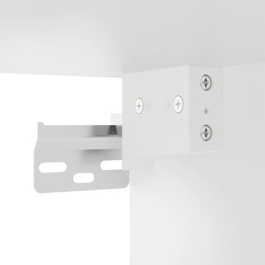 Hängevitrine fürs Wohnzimmer aus Spanplatte Weiß mit Glas & LED-Beleuchtung 78,5x30x60,5 cm