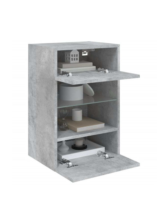 Wand Wohnzimmer Vitrine aus Spanplatte mit Glas & Beleuchtung Grey 40x30x60.5cm