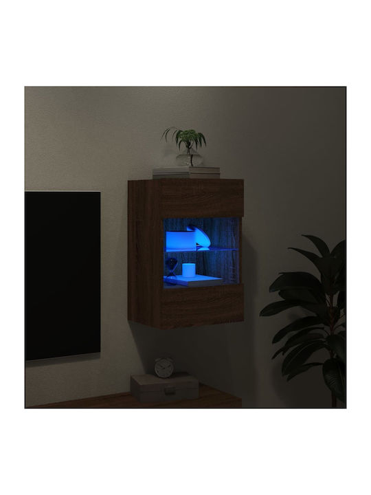 Wand Wohnzimmer Vitrine aus Spanplatte mit Glas & Beleuchtung Coffee 40x30x60.5cm