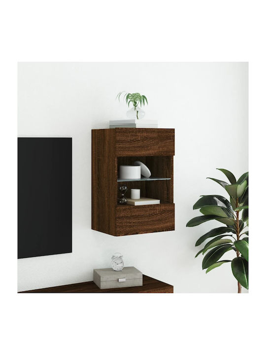 Wand Wohnzimmer Vitrine aus Spanplatte mit Glas & Beleuchtung Coffee 40x30x60.5cm