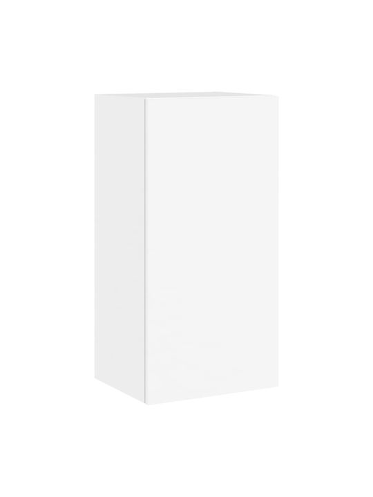 Wall Living Room Display Cabinet made of Particleboard with Glass & Lighting White 40.5x35x80cm
