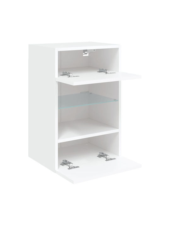 Wall Living Room Display Cabinet made of Particleboard with Glass & Lighting White 40x30x60.5cm