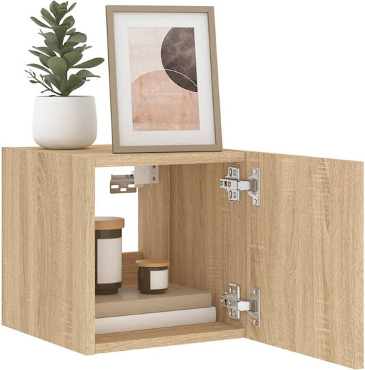 Wall Living Room Display Cabinet made of Particleboard with Glass & Lighting Sonoma Oak 30.5x35x30cm