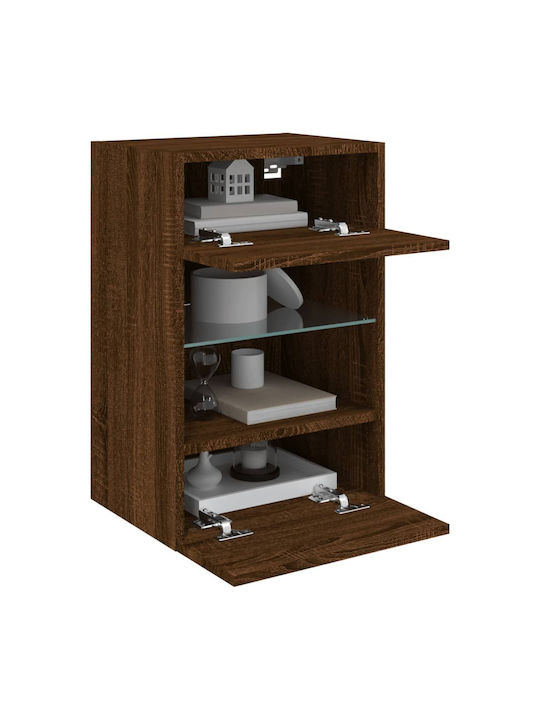 Wand Wohnzimmer Vitrine aus Spanplatte mit Glas & Beleuchtung Coffee 40x30x60.5cm
