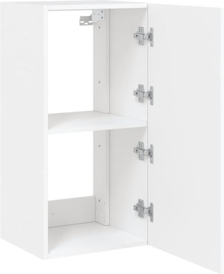 Hängende Wohnzimmer-Vitrine aus Spanplatte Weiß mit LED-Beleuchtung 40,5 x 35 x 80 cm