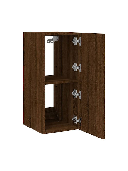 Wand Wohnzimmer Vitrine aus Spanplatte mit Glas & Beleuchtung Brown Oak 30.5x35x70cm