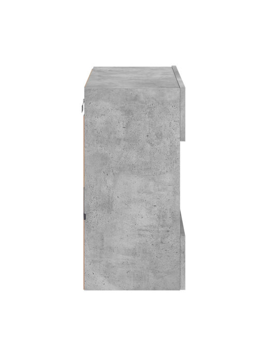 Wand Wohnzimmer Vitrine aus Spanplatte mit Glas & Beleuchtung Grey 58.5x30x60.5cm