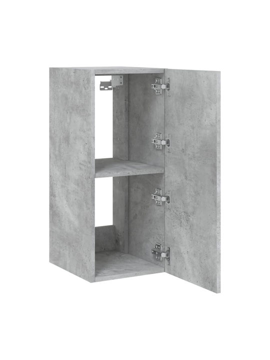 Wand Wohnzimmer Vitrine aus Spanplatte mit Glas & Beleuchtung Grey 30.5x35x70cm