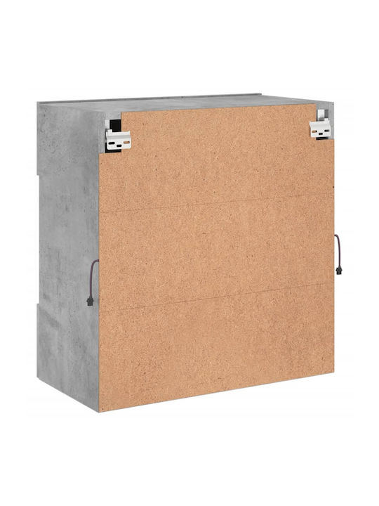 Wand Wohnzimmer Vitrine aus Spanplatte mit Glas & Beleuchtung Grey 58.5x30x60.5cm