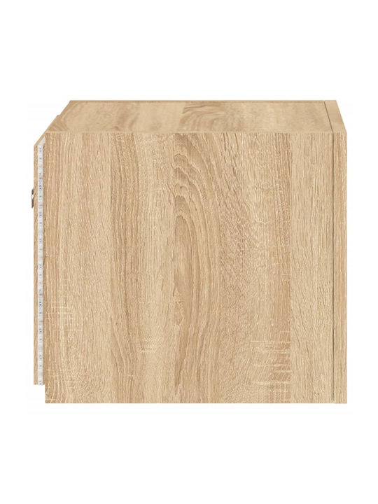 Wall Living Room Display Cabinet made of Particleboard with Glass & Lighting Sonoma Oak 30.5x35x30cm
