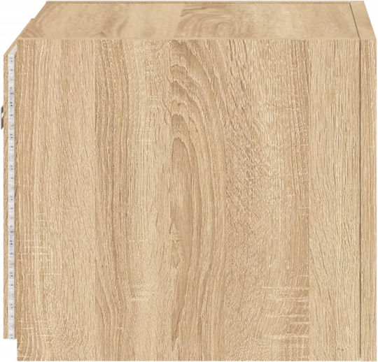 Wall Living Room Display Cabinet made of Particleboard with Glass & Lighting Sonoma Oak 30.5x35x30cm