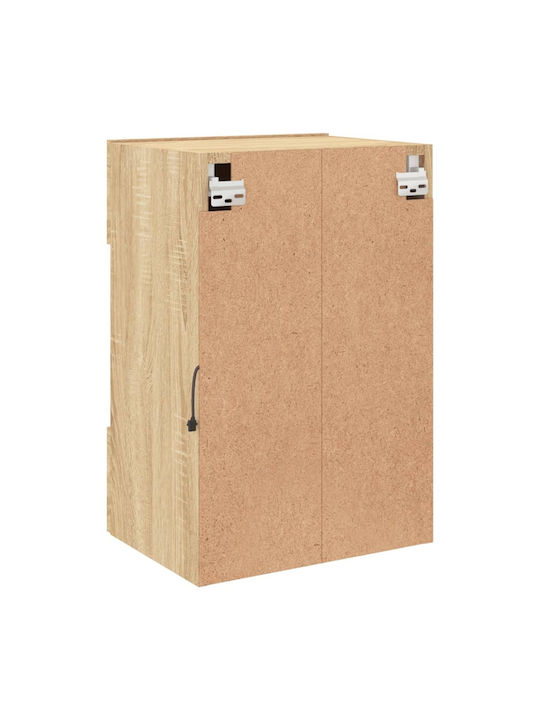 Wall Living Room Display Cabinet made of Particleboard with Glass & Lighting Sonoma Oak 40x30x60.5cm