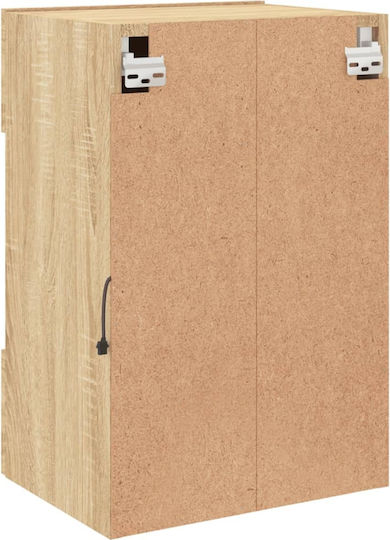 Wall Living Room Display Cabinet made of Particleboard with Glass & Lighting Sonoma Oak 40x30x60.5cm