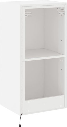 Hängende Wohnzimmer-Vitrine aus Spanplatte Weiß mit LED-Beleuchtung 40,5 x 35 x 80 cm