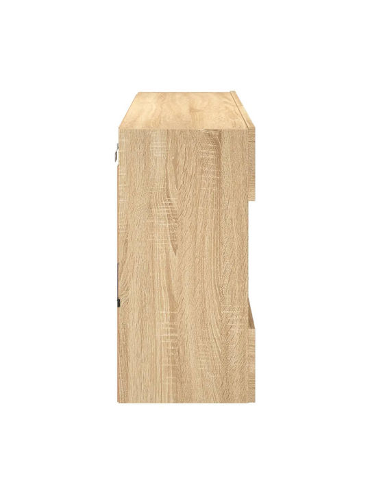 Wall Living Room Display Cabinet made of Particleboard with Glass & Lighting Coffee 98.5x30x60.5cm