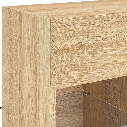Wall Living Room Display Cabinet made of Particleboard with Glass & Lighting Sonoma Oak 58.5x30x60.5cm