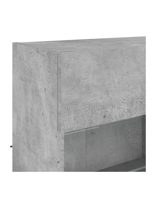 Wand Wohnzimmer Vitrine aus Spanplatte mit Glas & Beleuchtung Grey 98.5x30x60.5cm