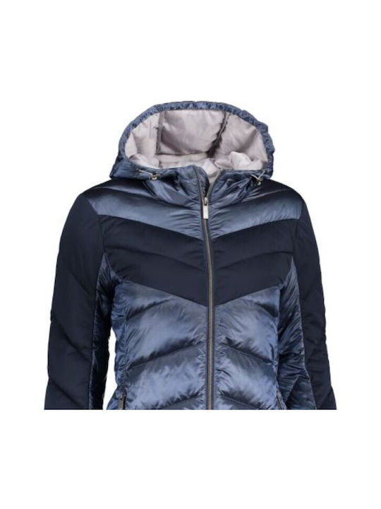 GTS Moda Italia Κοντό Γυναικείο Puffer Μπουφάν για Χειμώνα Steel Blue