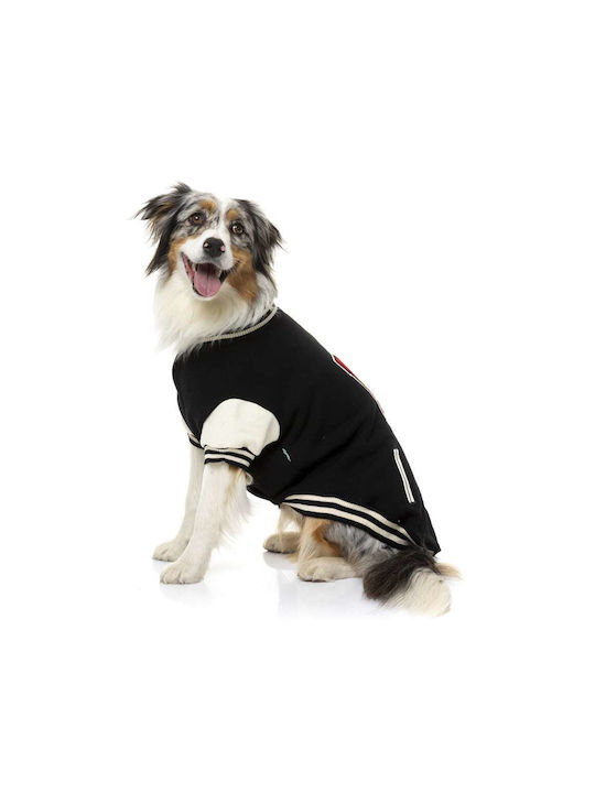 Fuzzyard Letterman Black Dog Coat Small with 26cm Back Length