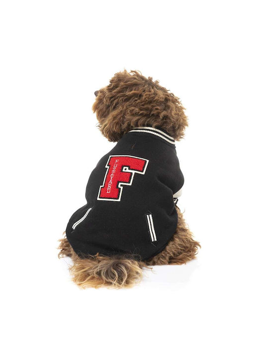 Fuzzyard Letterman Black Dog Coat Small with 26cm Back Length