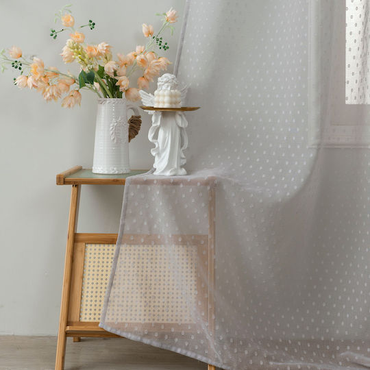 Whitegg Κουρτίνα με Τρουκς K0142-3 Γκρι 140x285εκ.