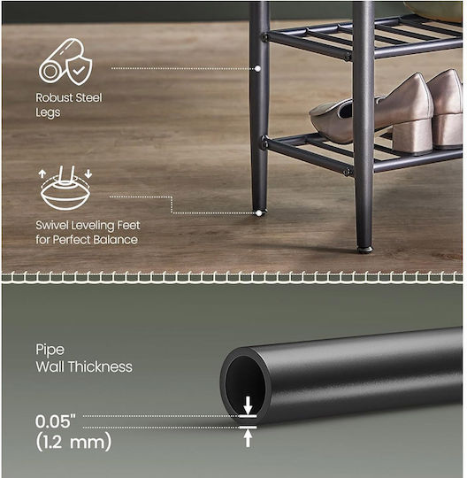 Metalică Suport pentru pantofi cu 2 Rafturi Verde L80xW30xH50cm