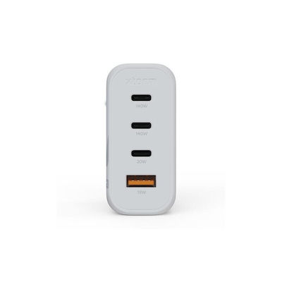 Xtorm Ladegerät ohne Kabel GaN mit USB-A Anschluss und 3 USB-C Anschlüsse 140W Stromlieferung / Schnellaufladung 3.0 Weißs (XEC140 GaN2 Ultra)