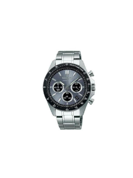 Seiko Watch Chronograph Battery with Silver Metal Bracelet SBTR027