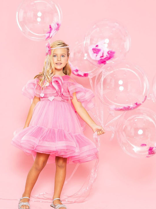 Kinderkleid Tüll Set mit Accessoires Pink