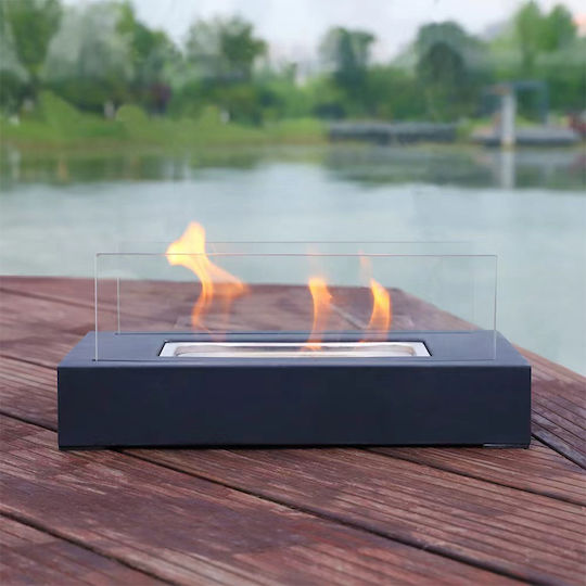 Internal / Outdoor Desktop Bioethanol Fireplace Black 35x18x15cm