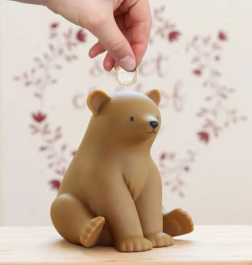 A Little Lovely Company Children's Money Box Plastic Brown 18.7x10.2x10.2cm