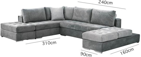 Ecke Sofa in U-Form Gray 310x240cm