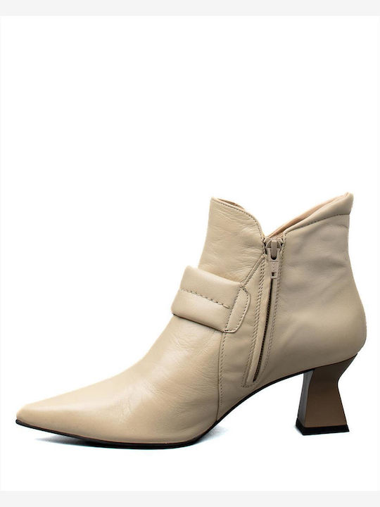 Dibia Leather Women's Ankle Boots Beige