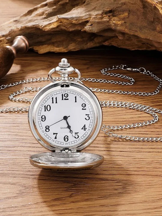 Pocket Watch “Greatest Dad” Silver Shade Gold Details Chain Molfs