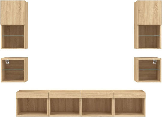 Living Room TV Unit with Lighting Coffee L160xW30xH120cm