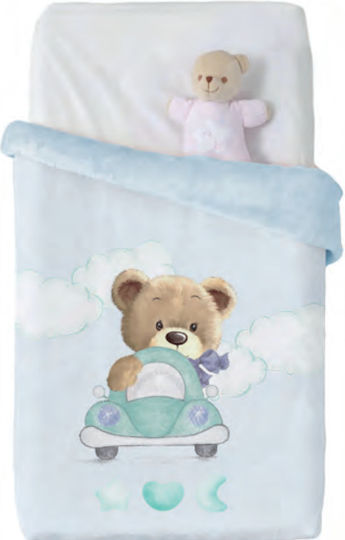 Manterol Casa Decke Babydecken Kinderbett Samt Hellblau Sky Blue 140x110cm