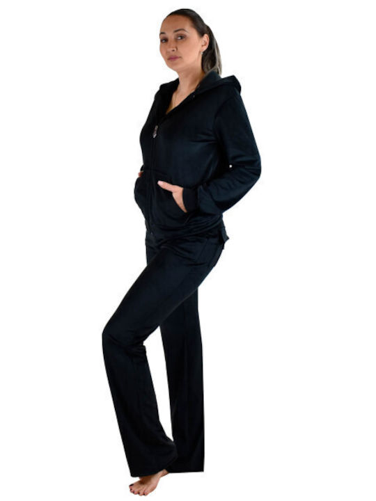 Secret Point Damen-Sweatpants-Set Schwarz Samt