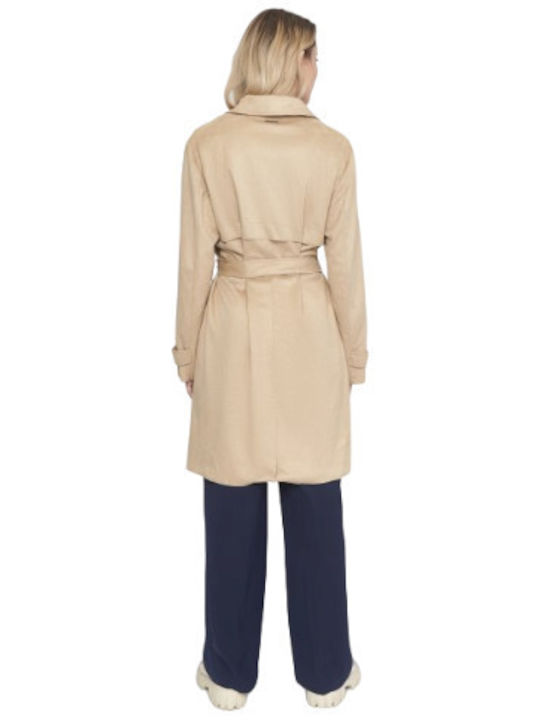 S.Oliver Women's Midi Coat with Belt Beige