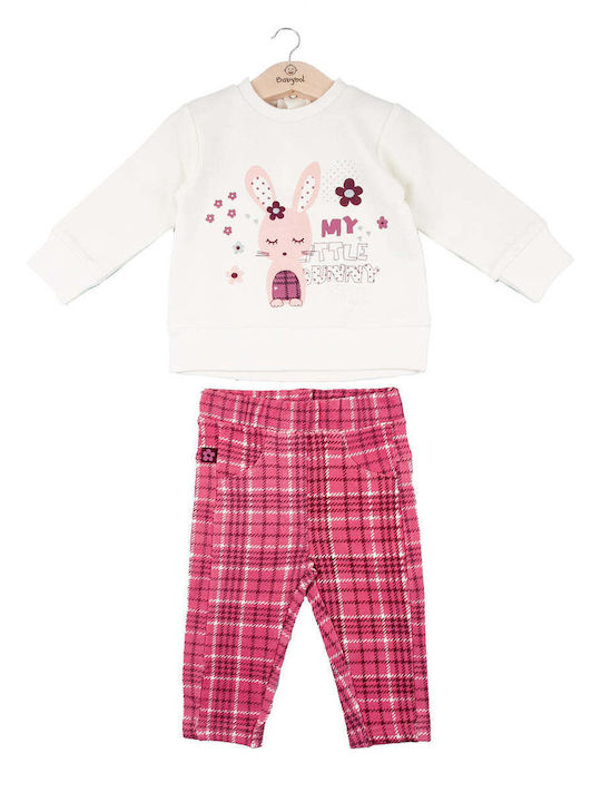 Babybol Kids Set with Pants Winter 2pcs White pink