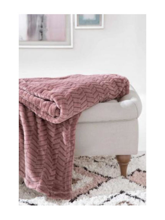 Linea Home Κουβέρτα Fleece Διπλή 200x220εκ. Dusty Pink