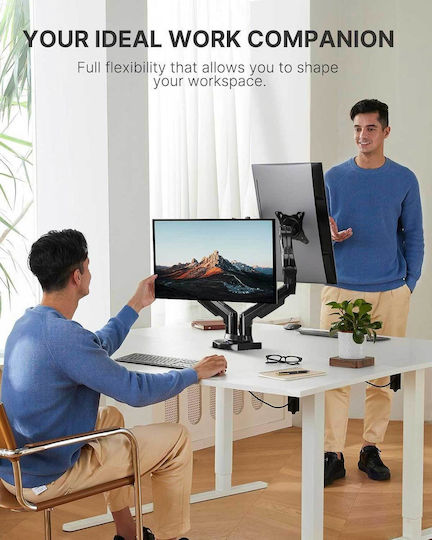 Huanuo HNDS6-E Stand Desk Mounted for 2 Monitors up to 27" with Arm