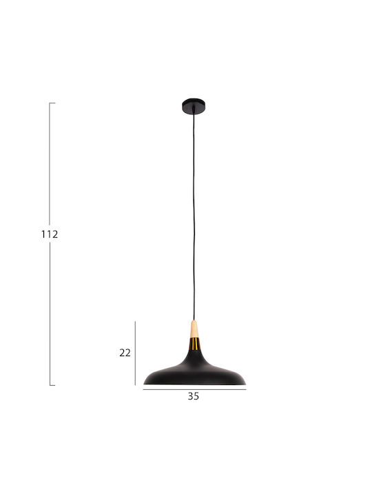 HomeMarkt Pendant Light Black Rail with Socket E27 35cm